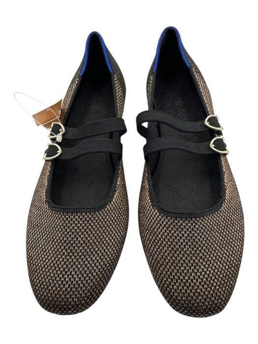 Rothy's Shoe Size 8.5 Black & Bronze Synthetic Knit Double Strap Buckle Flats Black & Bronze / 8.5