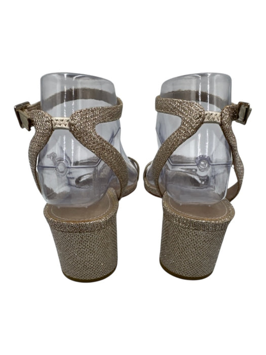 Pelle Moda Shoe Size 8 Champagne Gold textile upper Metallic Block heel Sandals Champagne Gold / 8