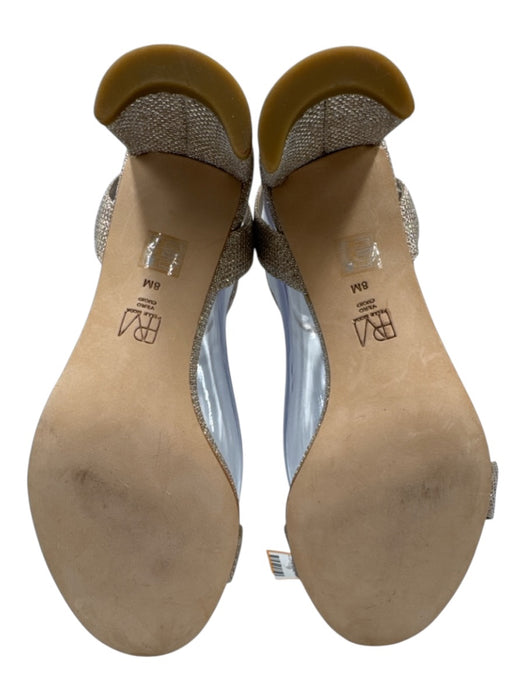 Pelle Moda Shoe Size 8 Champagne Gold textile upper Metallic Block heel Sandals Champagne Gold / 8