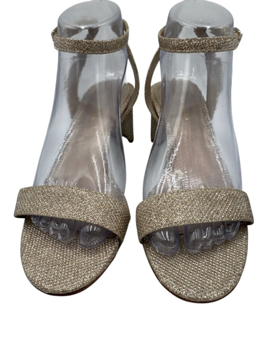 Pelle Moda Shoe Size 8 Champagne Gold textile upper Metallic Block heel Sandals Champagne Gold / 8