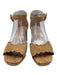 Pelle Moda Shoe Size 8.5 Tan Suede Upper Cork Scalloped Edge Block heel Sandals Tan / 8.5