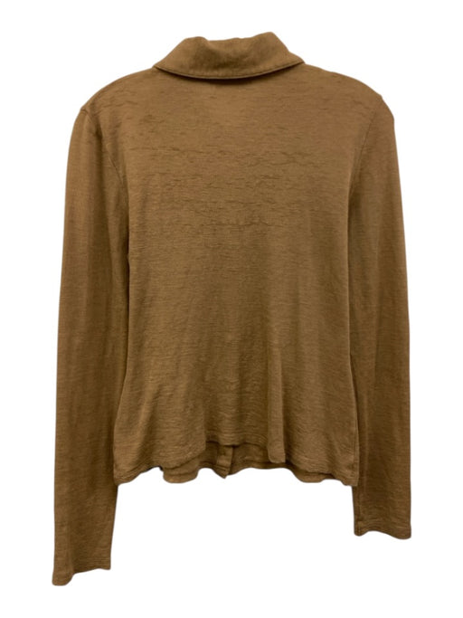 Vince Size M Tan Brown No Fabric Tag Long Sleeve Button Front Collar Knit Top Tan Brown / M