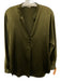 Vince Size S Olive Green Silk Long Cuff Sleeve V Neck stand collar Top Olive Green / S