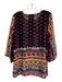 Johnny Was Size S Burgundy & multi Rayon & Silk 3/4 Sleeve Velvet Dot Print Top Burgundy & multi / S