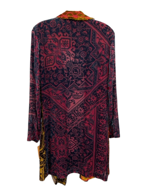 Johnny Was Size S Multi Color Rayon & Silk Velvet Sheer Panel Longline Cardigan Multi Color / S