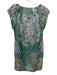 Etro Size 42 Green & Multi Silk floral print Wide Neck Above knee Dress Green & Multi / 42