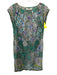 Etro Size 42 Green & Multi Silk floral print Wide Neck Above knee Dress Green & Multi / 42
