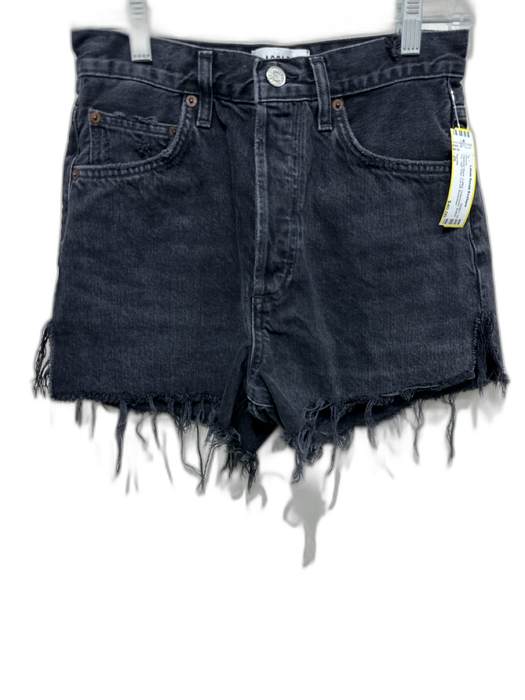 Agolde Size 26 Washed Black Cotton Distressed Button Fly High Rise Shorts Washed Black / 26