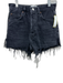 Agolde Size 26 Washed Black Cotton Distressed Button Fly High Rise Shorts Washed Black / 26