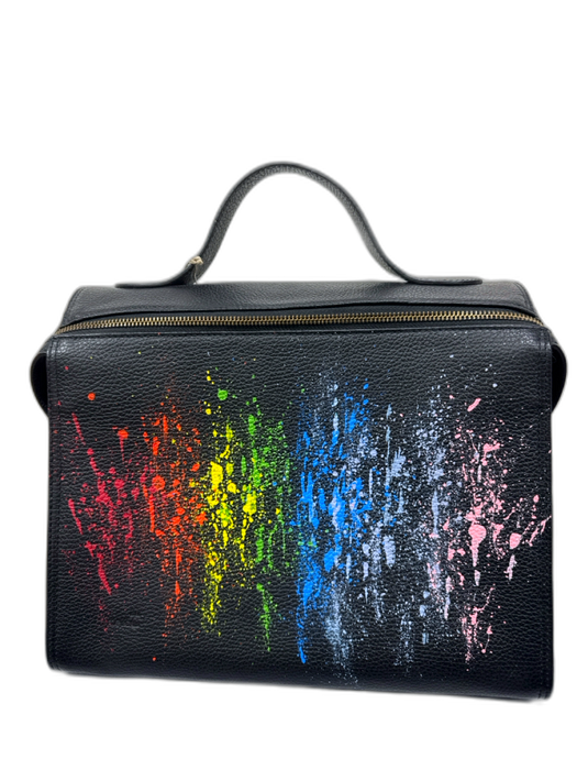 Meira T Black & Rainbow Leather Splatter Top Handle Crossbody Bag Black & Rainbow / M