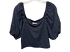 Susana Monaco Size L Black Nylon Blend Square Neck Puff Sleeve Crop Top Black / L