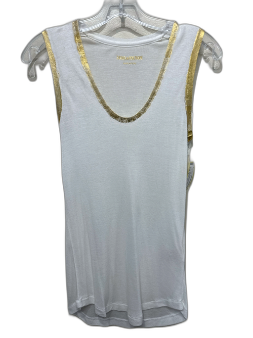 Zadig & Voltaire Size S White & Gold Modal foil accent Slinky Sleeveless Top White & Gold / S