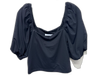 Susana Monaco Size L Black Nylon Blend Square Neck Puff Sleeve Crop Top Black / L