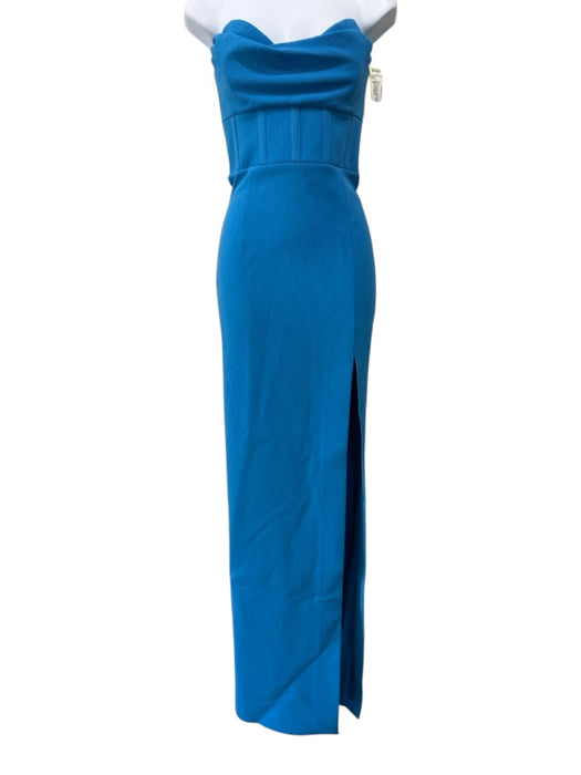 Rebecca Vallance Size 6 Blue Polyester Slit Strapless Sweetheart Neckline Gown Blue / 6