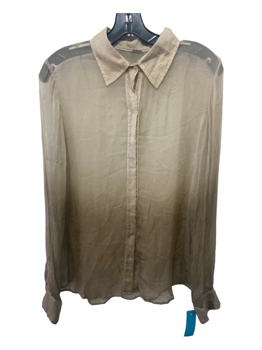 Chan Luu Size XS/S Taupe Sheer Long Sleeve Button Up Top Taupe / XS/S