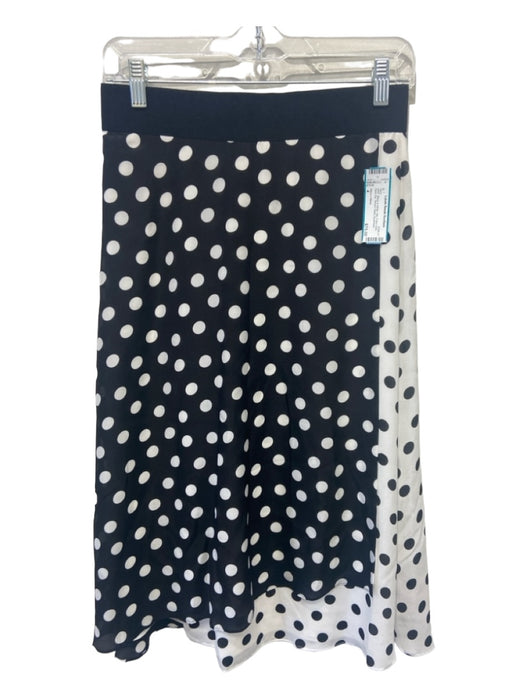 Alice + Olivia Size 4 Black & White Silk Polka Dots Back Zip Stretch Waist Skirt Black & White / 4