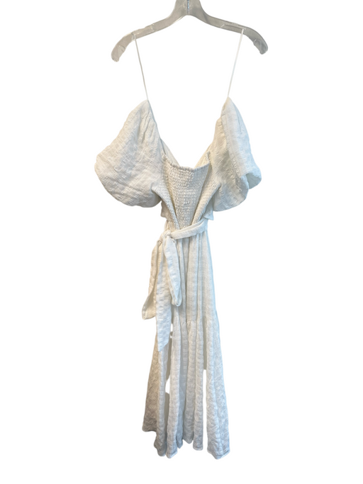 ASTR The Label Size Small White Polyester Blend Short Puff Sleeve Back Tie Dress White / Small