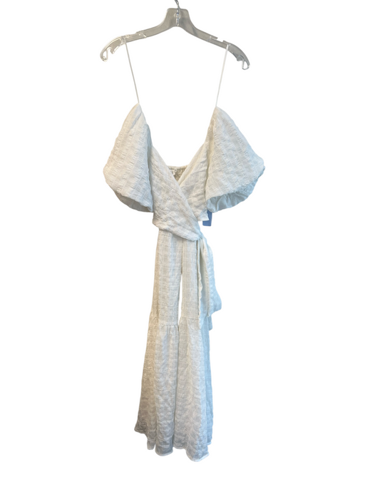ASTR The Label Size Small White Polyester Blend Short Puff Sleeve Back Tie Dress White / Small