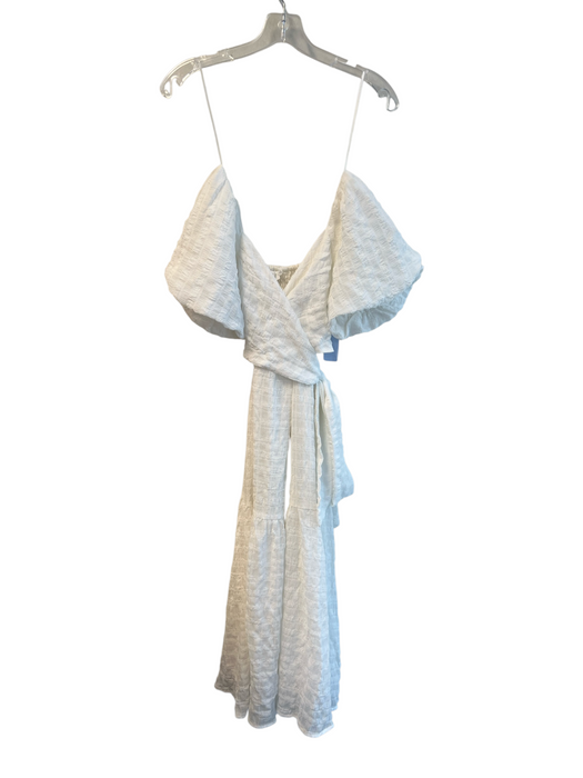 ASTR The Label Size Small White Polyester Blend Short Puff Sleeve Back Tie Dress White / Small