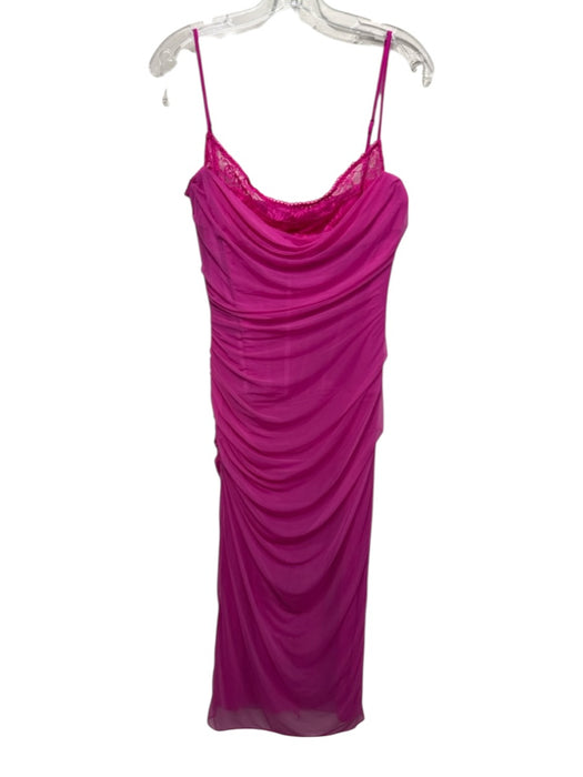 House of CB Size Medium Hot pink Polyamide Blend Spaghetti Strap Lace Trim Dress Hot pink / Medium