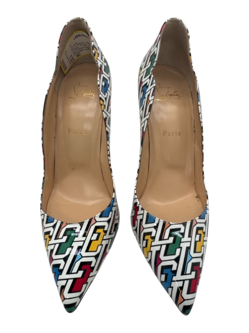 Christian Louboutin Shoe Size 40 White & Multi Print Patent Leather Pumps White & Multi Print / 40