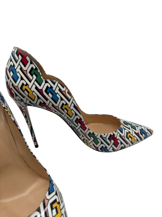Christian Louboutin Shoe Size 40 White & Multi Print Patent Leather Pumps White & Multi Print / 40