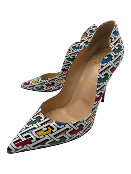 Christian Louboutin Shoe Size 40 White & Multi Print Patent Leather Pumps White & Multi Print / 40