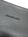 Balenciaga Silver Leather Metallic Logo Pouch Clutch Silver