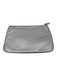 Balenciaga Silver Leather Metallic Logo Pouch Clutch Silver