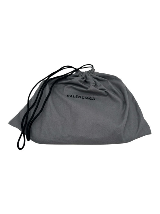 Balenciaga Silver Leather Metallic Logo Pouch Clutch Silver