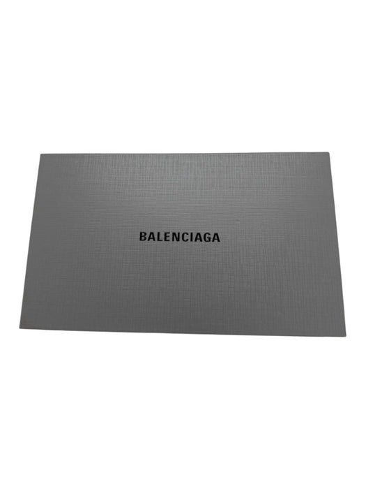 Balenciaga Silver Leather Metallic Logo Pouch Clutch Silver