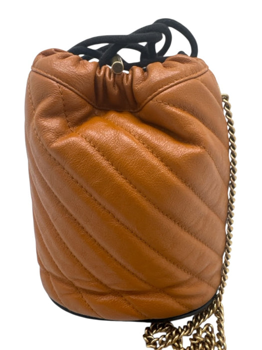 Gucci Chestnut Brown Leather Gold hardware Chain Bucket Dustbag Inc. Bag Chestnut Brown / Small