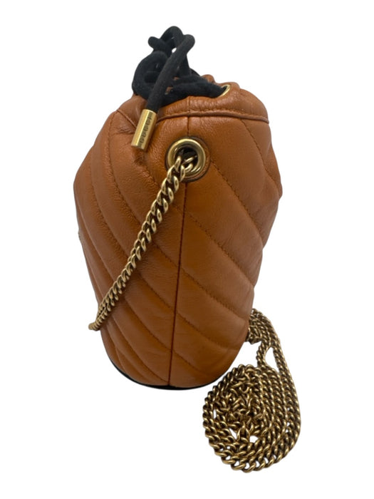 Gucci Chestnut Brown Leather Gold hardware Chain Bucket Dustbag Inc. Bag Chestnut Brown / Small