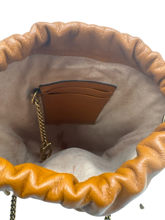 Gucci Chestnut Brown Leather Gold hardware Chain Bucket Dustbag Inc. Bag Chestnut Brown / Small