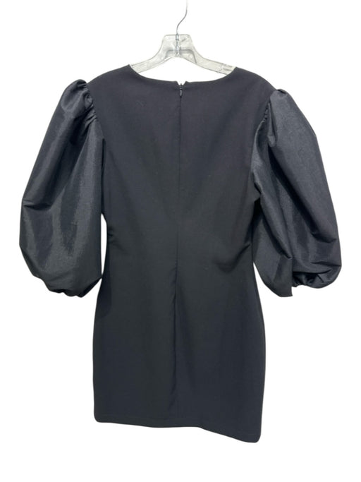 Likely Size 8 Black Polyester Blend Half Puff Sleeve Darted Back Zip Dress Black / 8