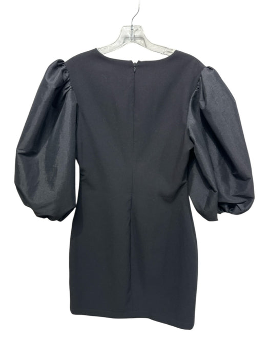 Likely Size 8 Black Polyester Blend Half Puff Sleeve Darted Back Zip Dress Black / 8