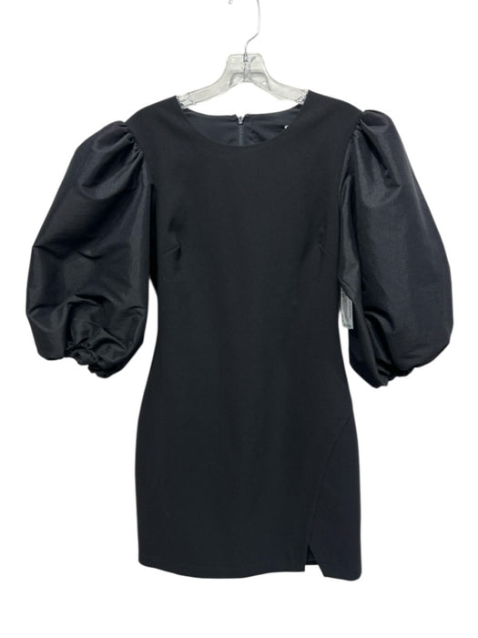 Likely Size 8 Black Polyester Blend Half Puff Sleeve Darted Back Zip Dress Black / 8