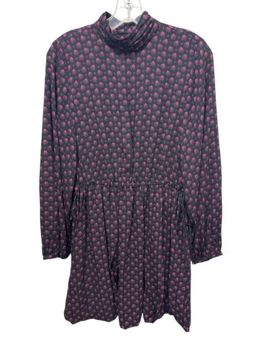 Derek Lam 10 Crosby Size 6 Black, Purple, Pink Polyester High Neck Dress Black, Purple, Pink / 6