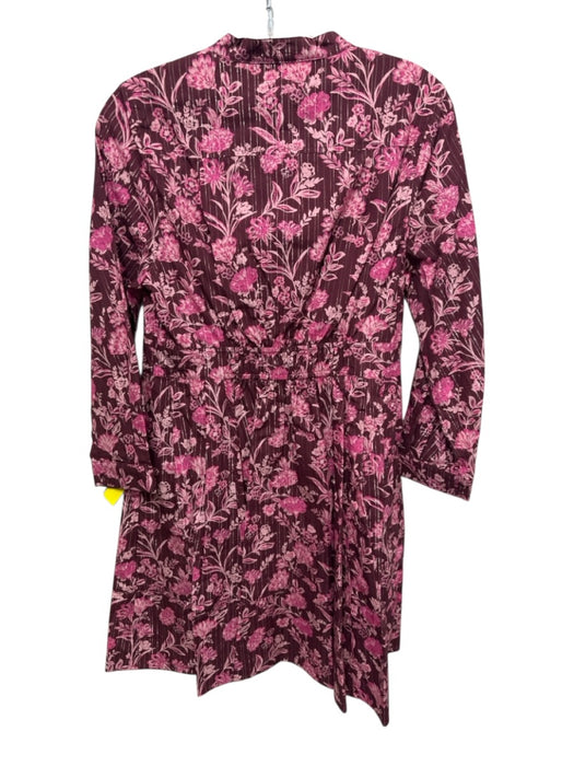 Derek Lam 10 Crosby Size S Burgundy & pink Cotton Floral & Stripes Dress Burgundy & pink / S