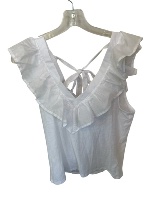 Nation Size L White Cotton ruffles V Neck Sleeveless Bow Dress White / L