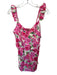 Show Me Your Mumu Size M Pink & White Polyester ruffles Flowers V Neck Dress Pink & White / M