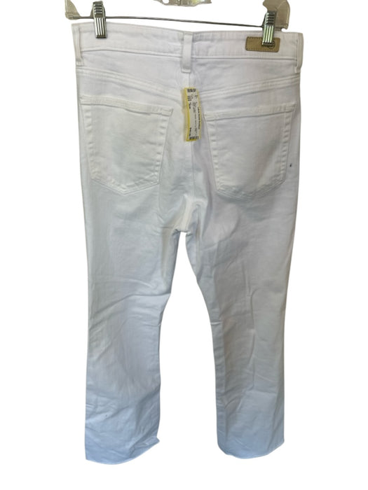 AG Size 30R White Cotton Denim Boot Cut Raw Hem Jeans White / 30R