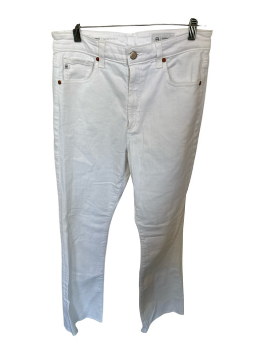 AG Size 30R White Cotton Denim Boot Cut Raw Hem Jeans White / 30R