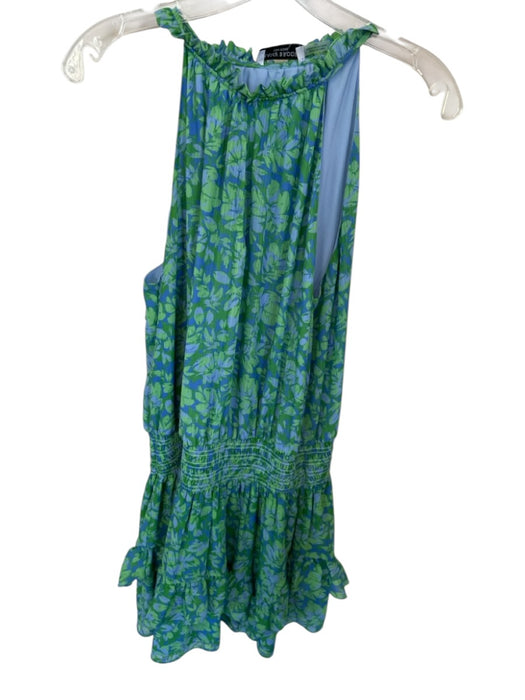 Ramy Brook Size L Green & Aqua Polyester Mini Flowers Sleeveless Dress Green & Aqua / L
