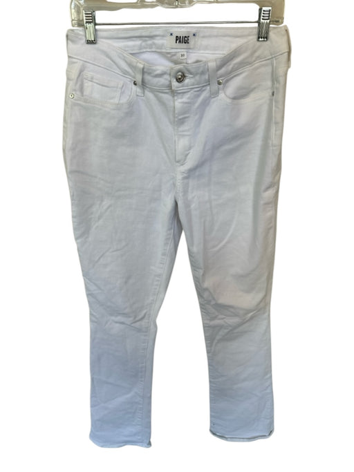 Paige Size 30 White Cotton Blend High Waist Bootcut Jeans White / 30