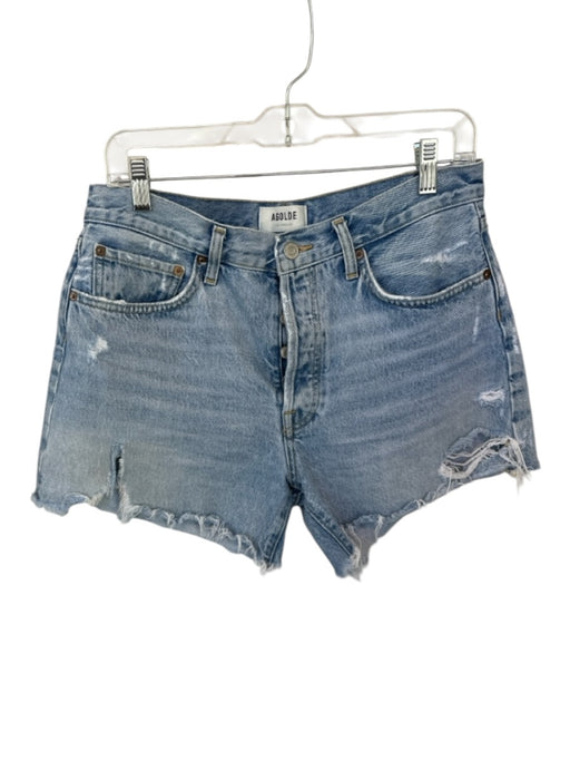 Agolde Size 29 Light Wash Cotton Denim Raw Hem High Waist Cut Off Shorts Light Wash / 29