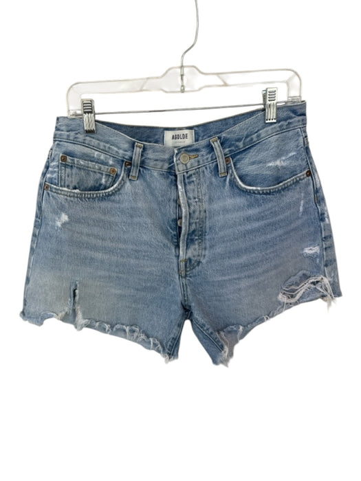 Agolde Size 29 Light Wash Cotton Denim Raw Hem High Waist Cut Off Shorts Light Wash / 29