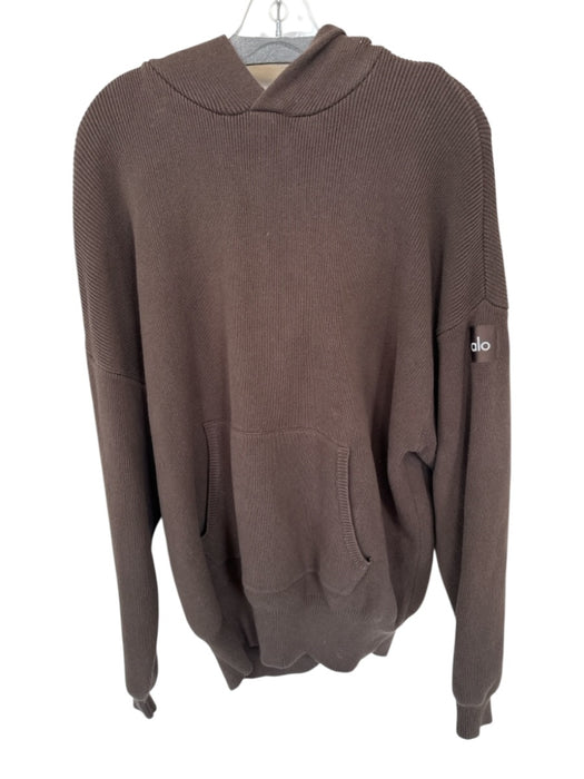 Alo Size Est L Brown Ribbed Hood Oversized Hoodie Brown / Est L