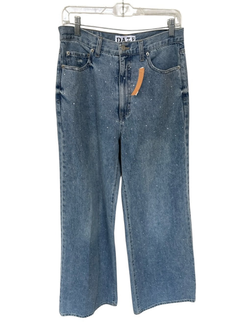 DAZE Size 29 Light Wash Cotton Rhinestone Wide Leg Jeans Light Wash / 29