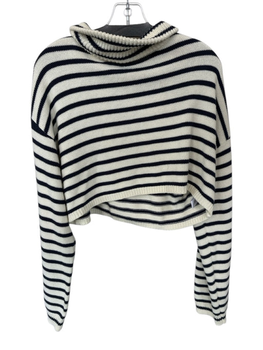 Storia Size L Black & White Knit Mock Neck Cropped Sweater Black & White / L